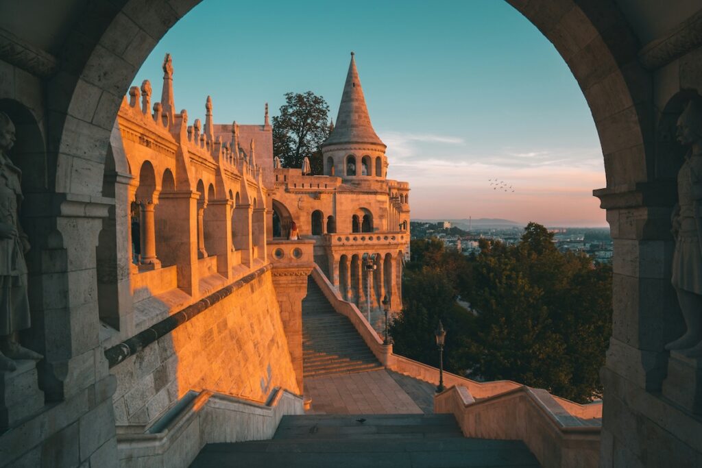 castle at sunset in Budapest, Hungary
